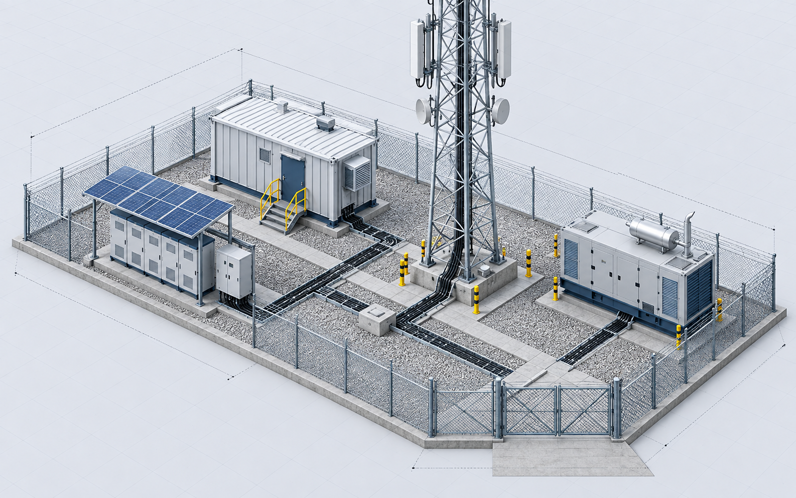 Conceito ilustrativo para consulta:Energia externa e telecom